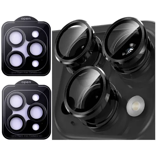 Захисне скло на камеру DK для Apple iPhone 15 Pro Lens Metal Ring Eagle Eye 017190 black 2 шт.