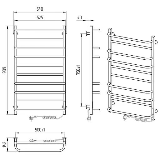 Электрический полотенцесушитель Laris Зебра Комфорт ЧФ10 500x900 Э правый R3 77700091, Белый, Правое, Электронный - фото 6