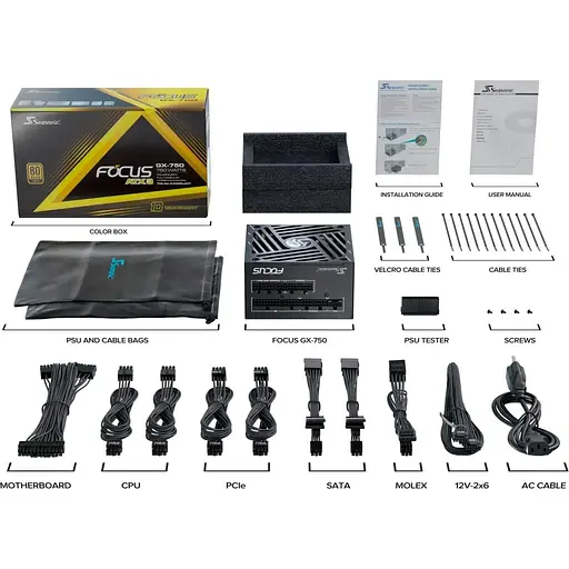 Блок живлення Seasonic FOCUS-GX-750W ATX 3.1 80+Gold (FOCUS-GX-750-ATX31) - фото 10