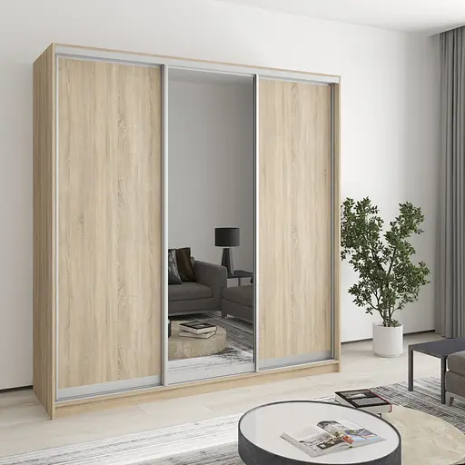 Шкаф-купе трехдверный MebelStar Стандарт AL 2ДСП/Зеркало 200x45x240 см Дуб сонома (MBS-1539)