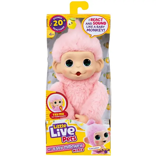 Інтерактивна іграшка Moose Little Live Pets Мавпеня Луна Лемон рожева (26764) - фото 3