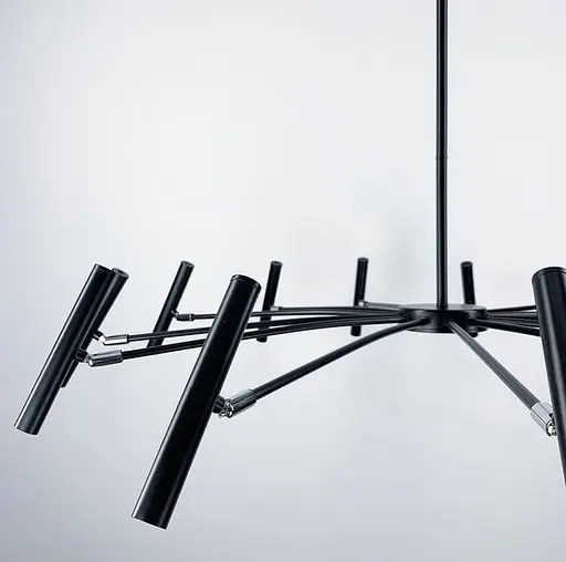 Современная трубчатая люстра с 9 регулирующими плафонами Ст. ST01/9 BK | Line F - фото 3