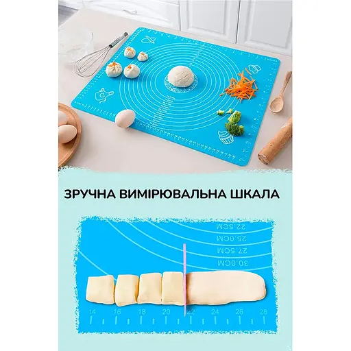 Силиконовый кондитерский коврик для раскатки теста 45х64 см, A-plus Салатовый 84405 - фото 7