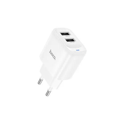 Мережевий зарядний пристрій Hoco C141A Smart dual-port charger білий - фото 1