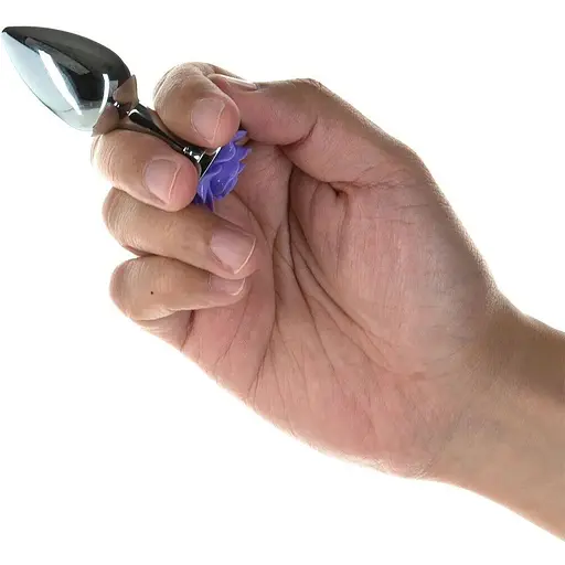 Металева анальна пробка Lux Active з трояндою - Rose Anal Plug - Purple - фото 4