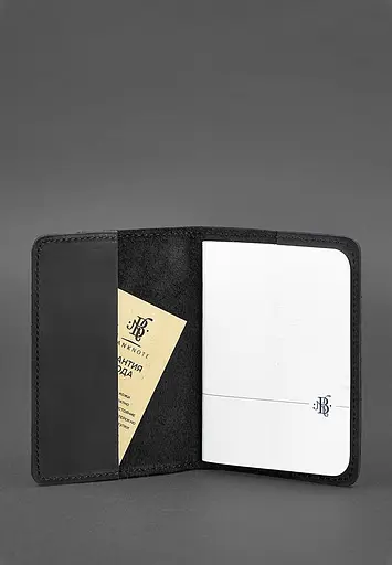 Кожаная обложка для паспорта и военного билета 1.3 черная Crazy Horse - фото 3