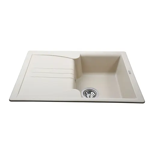 Гранитная мойка Globus Lux Balaton слоновая кость 680x500 мм, Бежевый - фото 2