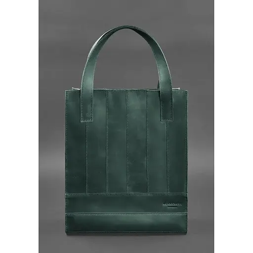 Шкіряна жіноча сумка шоппер Бетсі зелена - фото 1