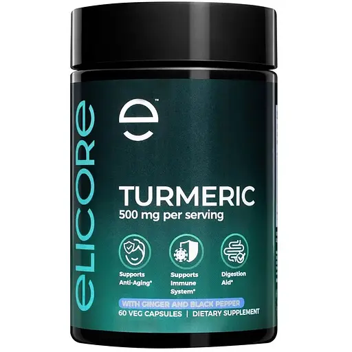 Органическая куркума Elicore Labs Turmeric 500 mg, 60 вегакапсул для поддержания суставов - фото 1