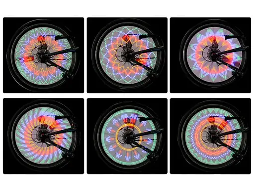 Велосипедная разноцветная светодиодная подсветка колес велосипеда Spoke light 16 LED 32 вело узора - фото 8
