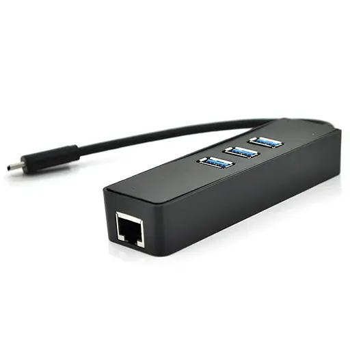 Type-C-хаб Voltronic 3хUSB 3.0+1 Gigabit Lan, Black, Box - фото 2