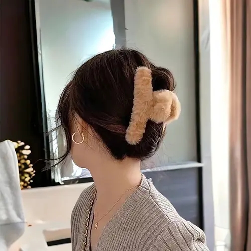 Набір жіночих крабів 11 см для волосся з штучним хутром пружинний затискач 12 шт. Різнокольорові - фото 4