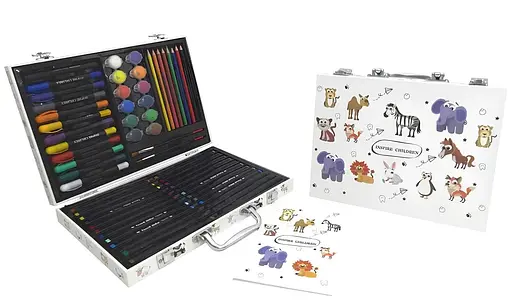 Набор для детского творчества и рисования Inspire Children в алюминиевом чемоданчике 48 предметов - фото 1