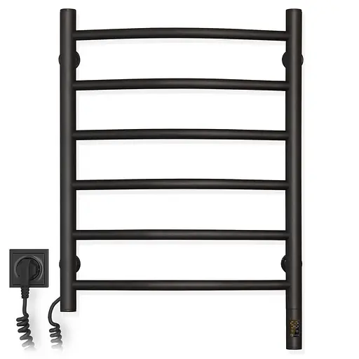 Електрична рушникосушка Navin Камелія 480x600 Sensor ліва з таймером, чорний муар 12-228053-3680, Чорний матовий, Ліве, Електронний - фото 2