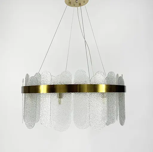 Подвесная люстра со стеклянными фактурными пластинами Line.F Диаметр 60см - фото 2