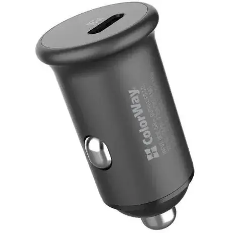 Автомобільний зарядний пристрій ColorWay, чорний, 1xUSB-C, PD, QC3.0, 3A (CW-CHA028PD-GR) - фото 1