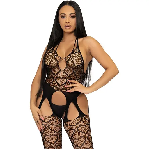 Бодістокінг з відкритим доступом Leg Avenue Net suspender Bodystocking One Size Black, мереживо