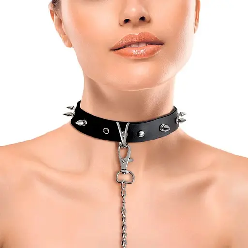 Ошейник Art of Sex - Collar Spikes and Leash с шипами и поводком