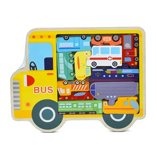 Детский деревянный пазл-вкладыш "Транспорт" MD 1500-1