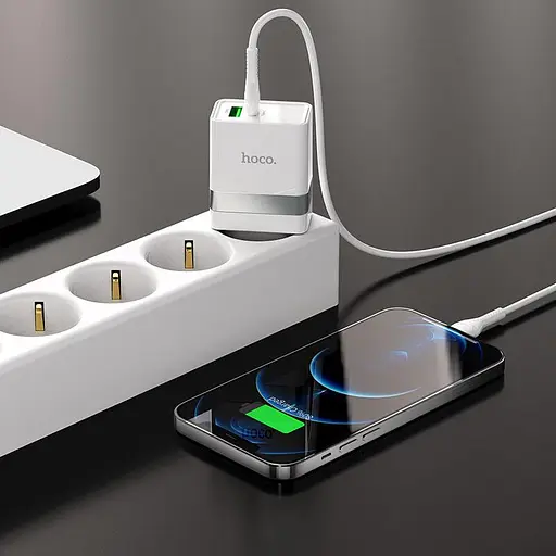 Блок живлення та кабель Hoco charger set N21 1 USB 1 Type-C 30 W - фото 4