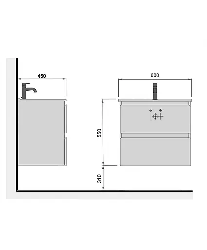 Тумба Мойдодир Сорренто 60-A Білий у ванну з умивальником ID-60 Білий - фото 2