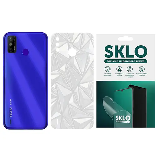 Защитная гидрогелевая пленка SKLO Back (тыл) Transp для TECNO Camon 19 Neo Прозрачный / Diamonds