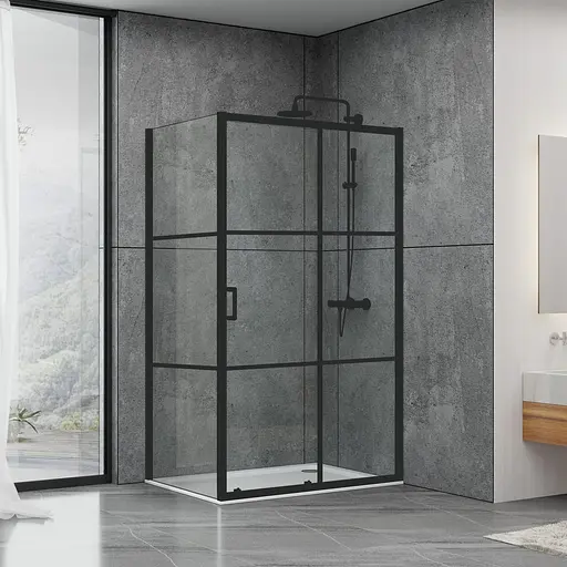 Душова кабіна Dusel EF-185BP + EF181BP Black Matt Paint 1200x800x1900 518582, Чорний матовий, Універсальна, прозорий, 120x80 - фото 1