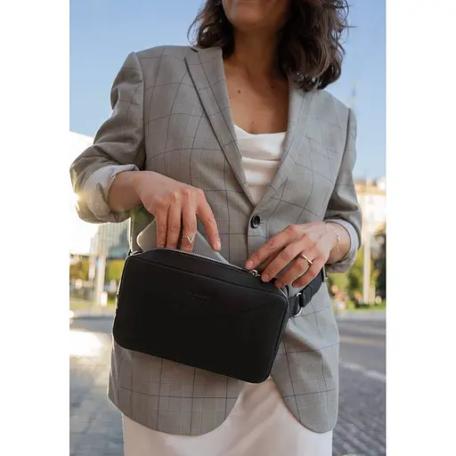 Шкіряна поясна сумка Dropbag Maxi чорна Crazy Horse - фото 10