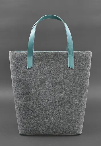 Фетрова жіноча сумка Шоппер D.D. з шкіряними бірюзовими вставками - фото 3