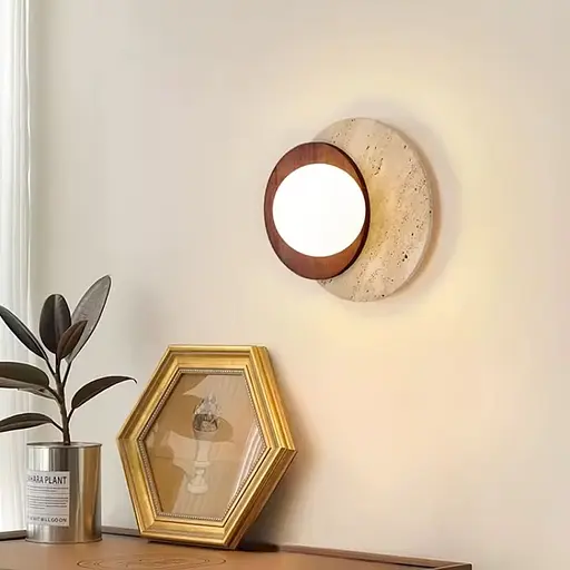 Бра з травертиновим корпусом 27х25 см Line F Арт. STW001-300 - фото 4