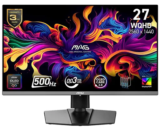 Монітор 26.5" MSI MAG 272QP QD-OLED X50 QHD OLED 500Hz (MAG 272QP QD-OLED X50) - фото 1