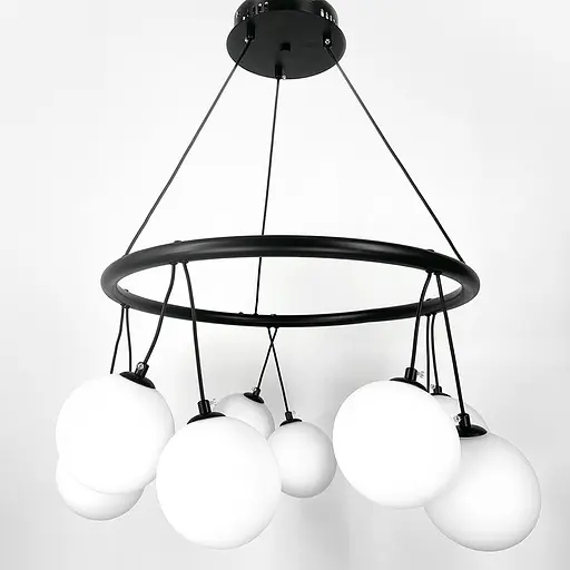 Подвесная люстра-кольцо на 10 плафонов d 60 Line.F G 336/10 BK - фото 3