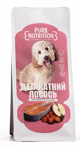 Cухий корм Pure Nutrition для собак середніх та великих порід з лососем 1кг   - фото 1