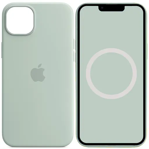 Чохол Epik Silicone case AAA with Magsafe and Animation для Apple iPhone 14, 6.1 Бірюзовий/Succulent
