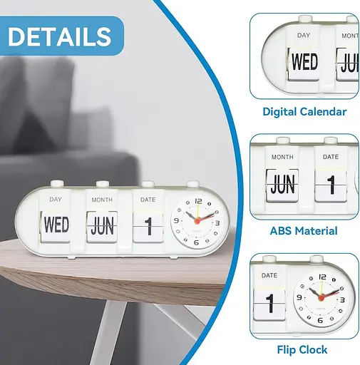 Цифровий будильник HERCHR, вічний настільний календар з годинником, ручний календарний годинник, календар на дисплеї, ручний - фото 3