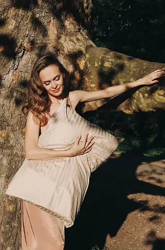 Комплект постельного белья сатин Champagne бежевый - двухспальный - фото 4