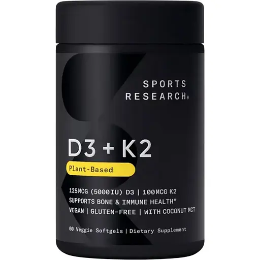 Витамины Sport Research D3 5000 МЕ + K2 100 мкг 60 мягких капсул