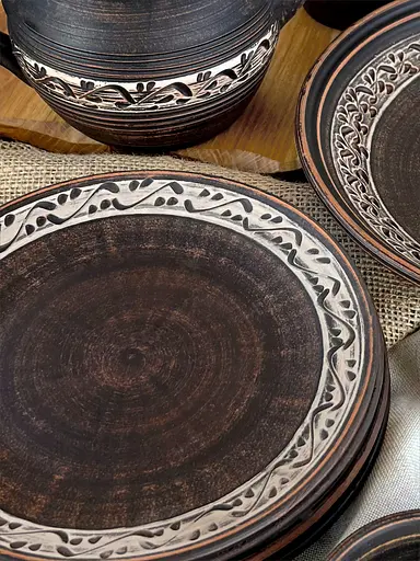 Набор керамической (глиняной) посуды на 4 человек Ангоб - фото 5