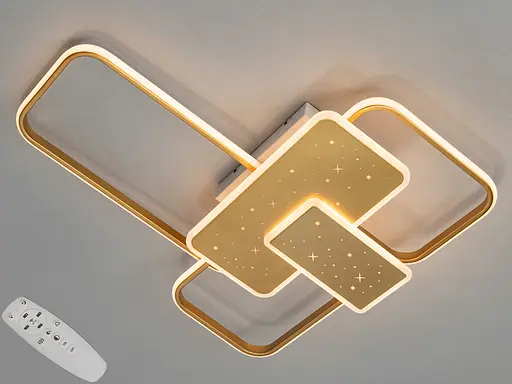 Современная потолочная светодиодная люстра с пультом, 105 Вт, золото. - фото 1