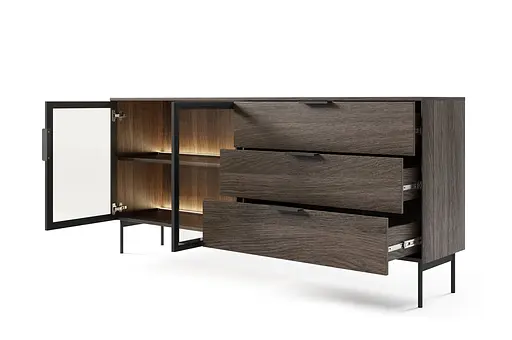 Комод з підсвіткою Perfect Home Лумі / Lumi 2D3S/181 2-дверний з 3 шухлядами Дуб дунін (PFH-091385) - фото 5