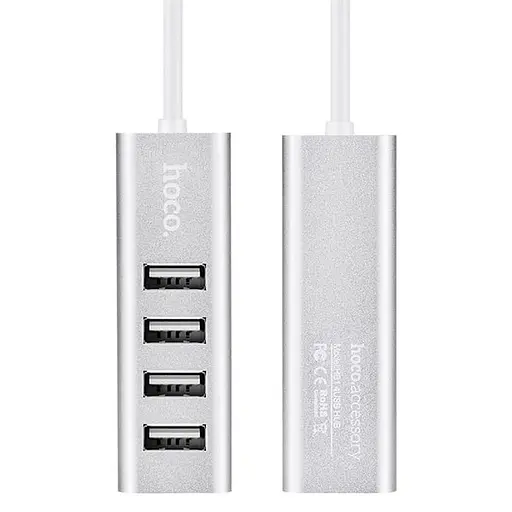 Перехідник HUB Hoco HB1 USB to USB 2.0 (4 port) (1m) Срібний - фото 2