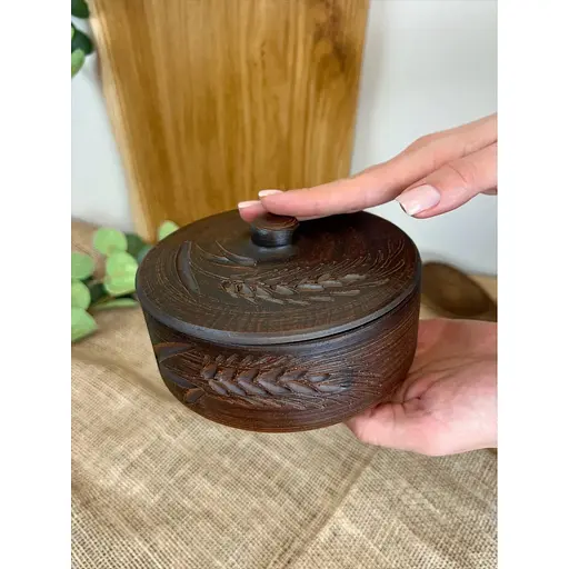 Банка для хранения 0.5 литра керамическая (глиняная) Колосок - фото 4