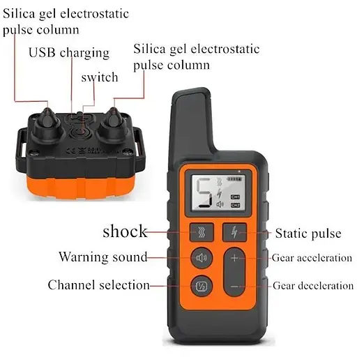 Электроошейник для собак Pet DTC-500 дрессировочный водонепроницаемый дальность до 500 метров оранжевый - фото 3