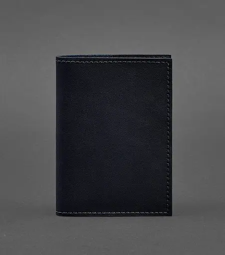 Кожаная обложка для паспорта и военного билета 1.2 синяя Краст - фото 1