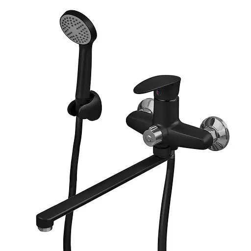 Змішувач для ванни Plamix Cezar-006 Euro SET Matte black PM0690 Чорний матовий - фото 1