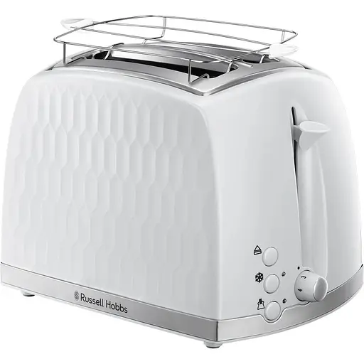 Тостер Russell Hobbs Honeycomb 850 Вт пластик широкі слоти білий