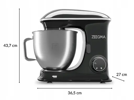 Тестомес миксер планетарный Zeegma PLANEET CHEF BLACK 2200 Вт - фото 8