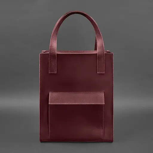 Шкіряна жіноча сумка шоппер Бетсі з кишенею бордова - фото 10