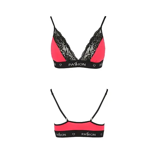 Эластичный топ с кружевом Passion TOP red-black L - фото 2