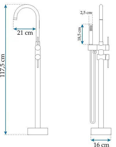 Змішувач для ванни Rea Ortis чорний підлоговий REA-B0232 Чорний - фото 5
